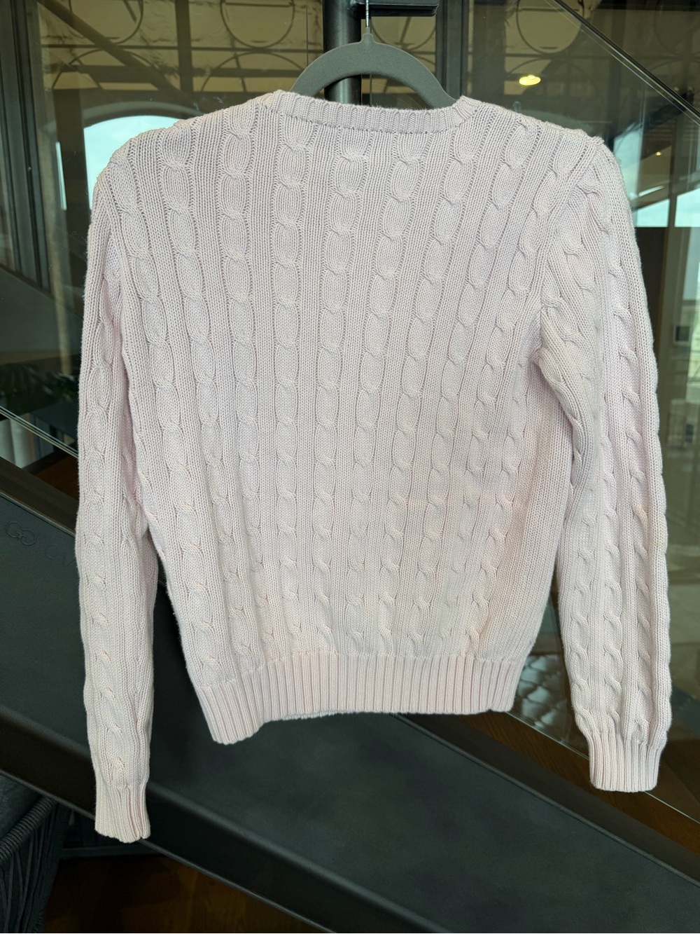 Ralph Lauren Women’s Pale Pink Cable-Knit Crewneck Sweater - Picture 5 of 7